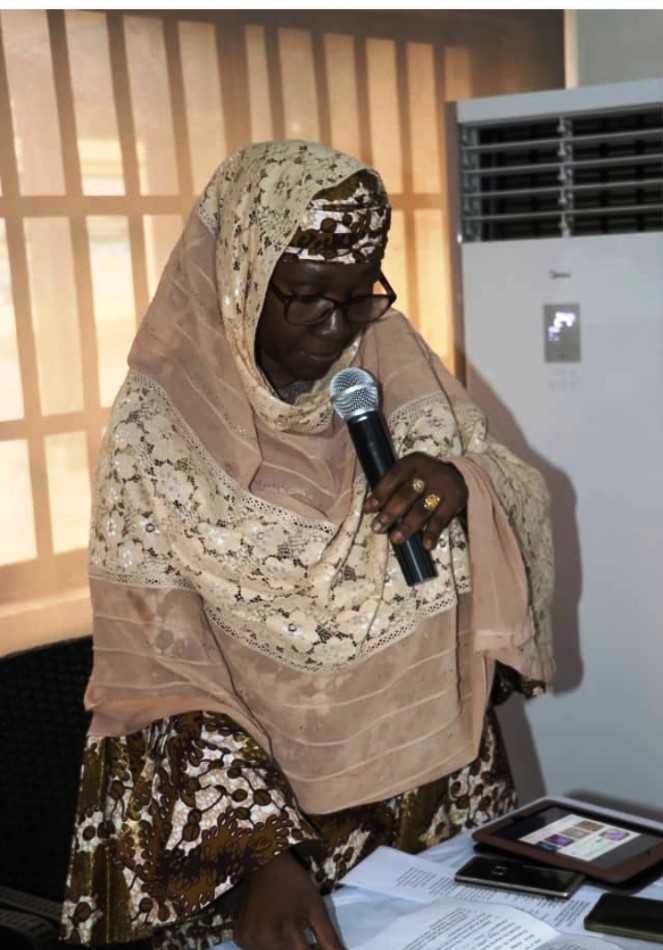 The Acting Executive Director, NIWRMC Hajiya Sakinatu Abbo Jimeta presenting her key note address at the workshop on the Performance Management System (PMS) in Abuja