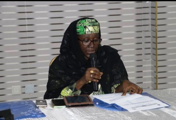 Mrs Sakinatu Abbo Jimeta, Acting Executive Director, NIWRMC delivering her speech at the workshop on 'The Review of the Proposed Bill for the Establishment of the Nigeria Integrated Water Resources Management Commission'.